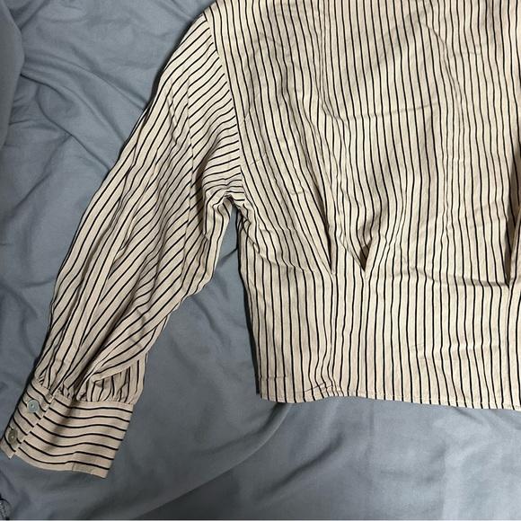 Women's Blouse - Business Casual - ZARA - Cream - Black - Button down - Stripes - Picture 10 of 10